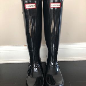 Tall Glossy Black Hunter Boots